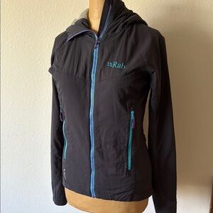 Rab sz XS Alpha Flux Jacket charcoal black grey zip front technical